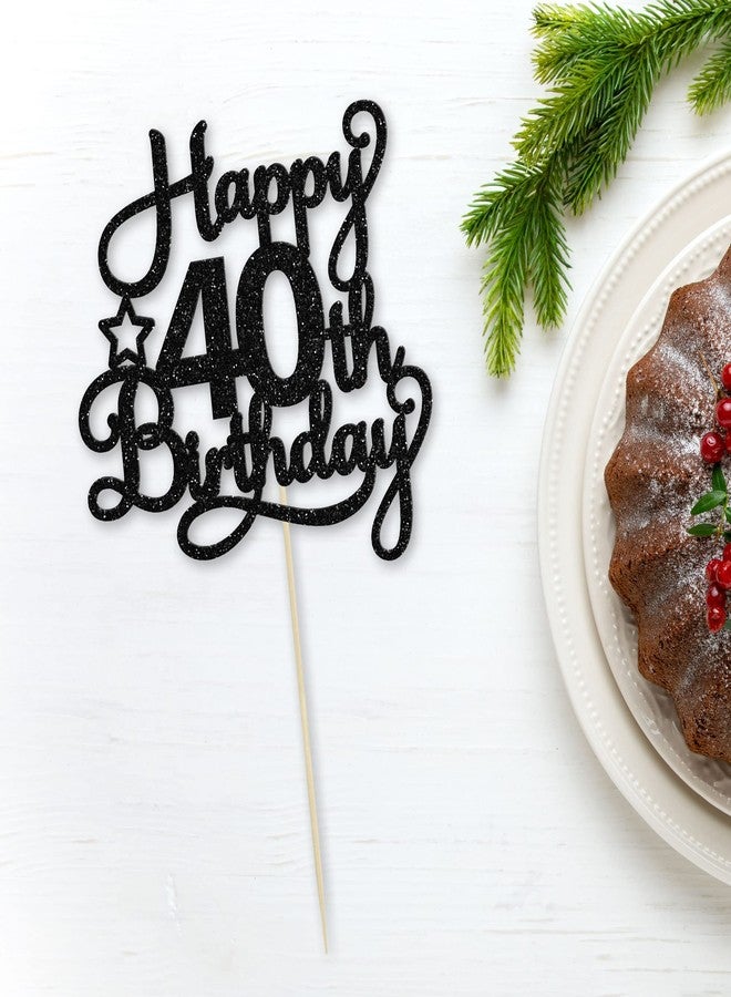 ايفلين عبوة واحدة من زينة كعكة عيد الميلاد الأربعين باللون الأسود اللامع، مكتوب عليها "40 عامًا من الروعة"، مثالية للاحتفال بعيد الميلاد الأربعين. زينة كعكة عيد الميلاد الأربعين لحفلات الذكرى السنوية الأربعين. - Image 3